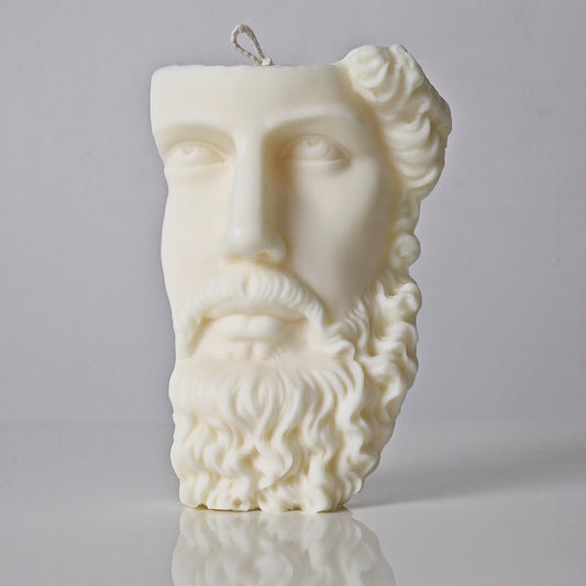 Greek God Zeus sculptural scented candle made with natural rapeseed wax and authentic fragrance from South of France